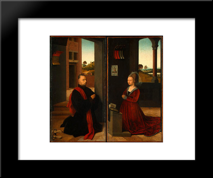 Portrait Of A Male And Female Donor 20x24 Black Modern Wood Framed Art Print Poster by Christus, Petrus