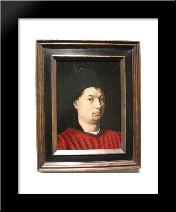 Portrait Of A Man 20x24 Black Modern Wood Framed Art Print Poster by Christus, Petrus