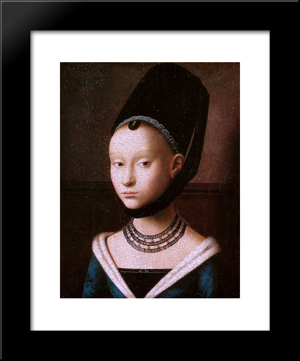 Portrait Of A Young Girl 20x24 Black Modern Wood Framed Art Print Poster by Christus, Petrus