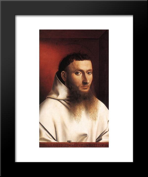 Potrait Of A Carthusian 20x24 Black Modern Wood Framed Art Print Poster by Christus, Petrus