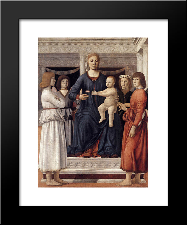 Madonna And Child Attended By Angels 20x24 Black Modern Wood Framed Art Print Poster by Piero, della Francesca