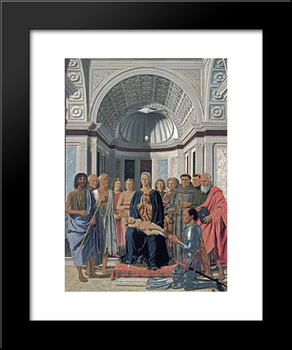 Madonna And Child With Saints 20x24 Black Modern Wood Framed Art Print Poster by Piero, della Francesca