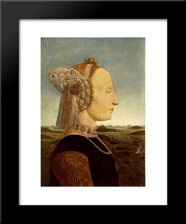Portrait Of Battista Sforza 20x24 Black Modern Wood Framed Art Print Poster by Piero, della Francesca