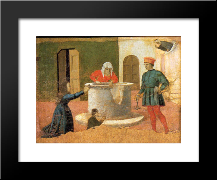 St. Elizabeth Saves A Boy 20x24 Black Modern Wood Framed Art Print Poster by Piero, della Francesca