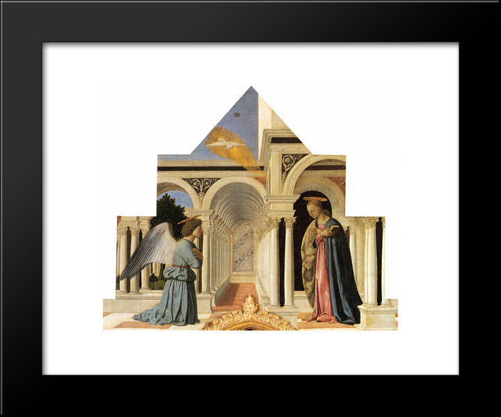 The Annunciation 20x24 Black Modern Wood Framed Art Print Poster by Piero, della Francesca