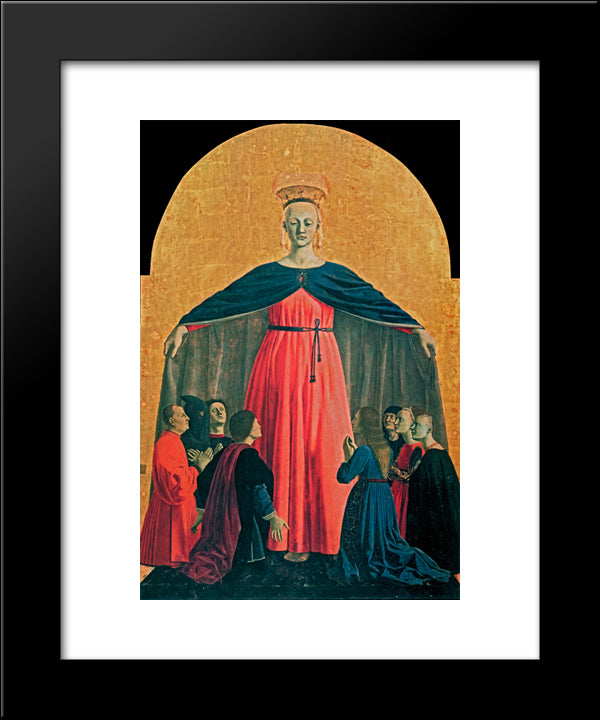 The Madonna Of Mercy 20x24 Black Modern Wood Framed Art Print Poster by Piero, della Francesca
