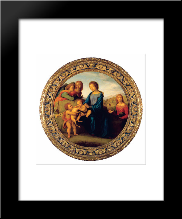 Madonna And Child With Saints And Angels 20x24 Black Modern Wood Framed Art Print Poster by Cosimo, Piero di