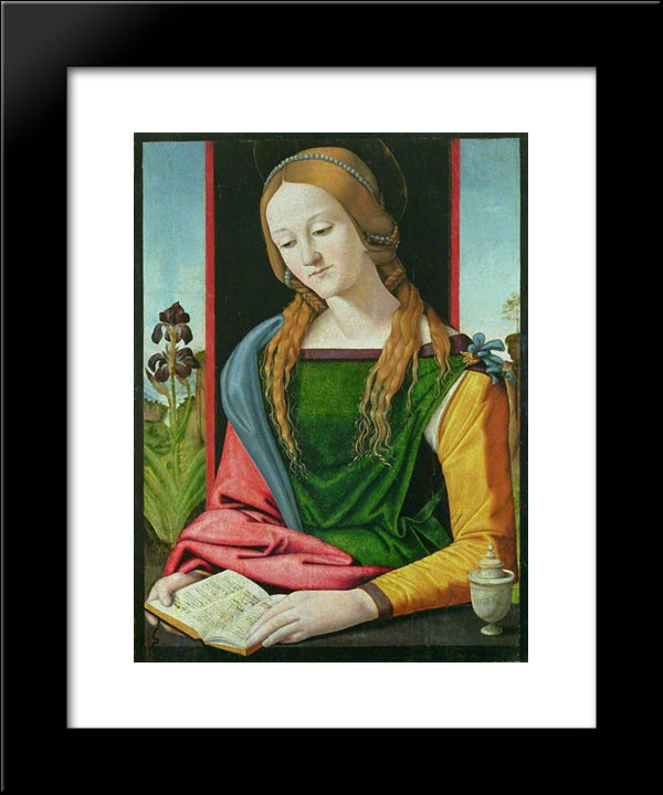 Magdalena Reading 20x24 Black Modern Wood Framed Art Print Poster by Cosimo, Piero di
