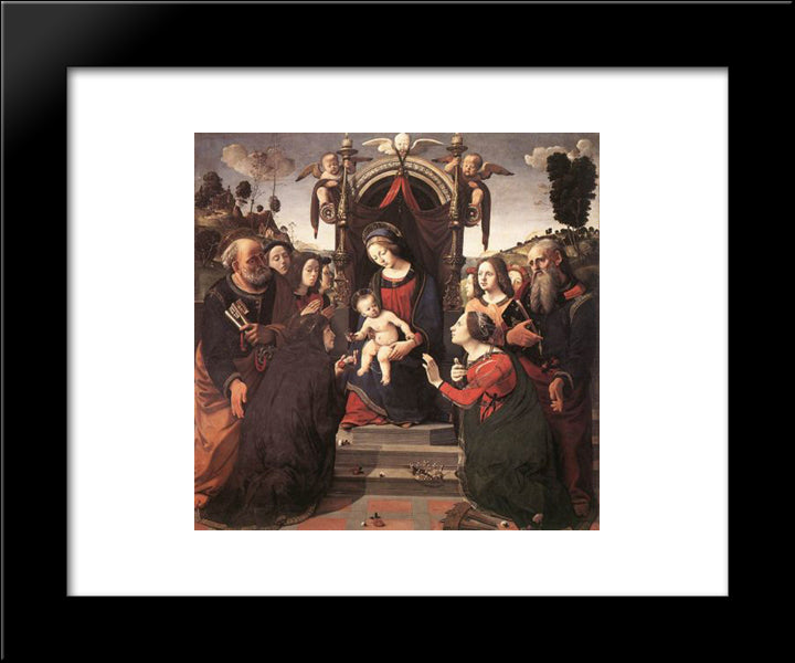 Mystical Marriage Of St. Catherine Of Alexandria 20x24 Black Modern Wood Framed Art Print Poster by Cosimo, Piero di