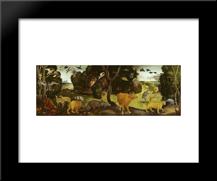 The Forest Fire 20x24 Black Modern Wood Framed Art Print Poster by Cosimo, Piero di