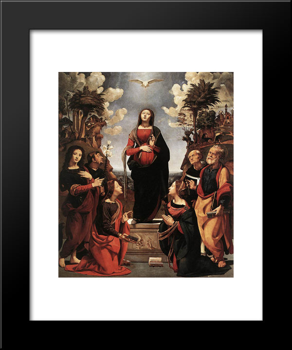 The Immaculate Conception With Saints 20x24 Black Modern Wood Framed Art Print Poster by Cosimo, Piero di