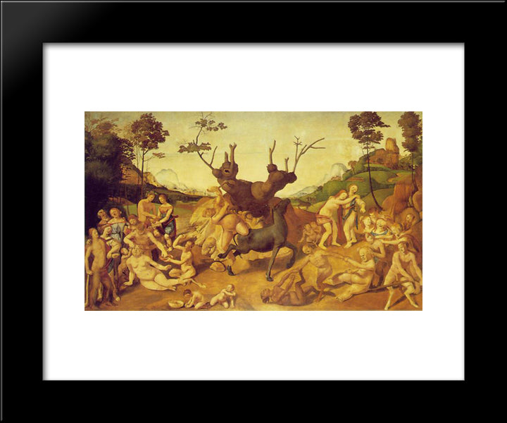 The Misfortunes Of Silenus 20x24 Black Modern Wood Framed Art Print Poster by Cosimo, Piero di