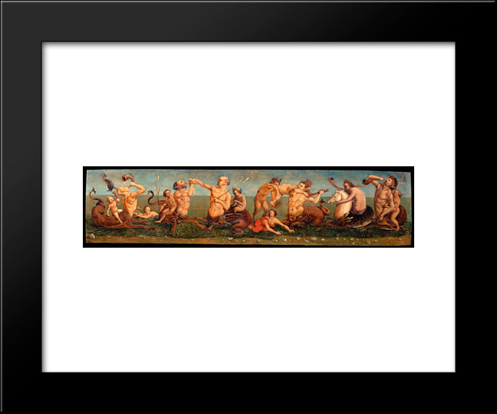 Tritons And Nereids 20x24 Black Modern Wood Framed Art Print Poster by Cosimo, Piero di