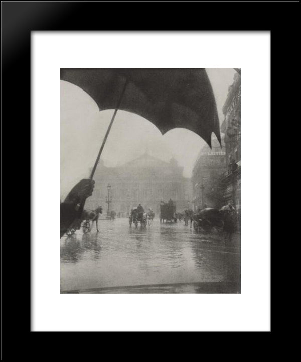 Opera, Rainy Day 20x24 Black Modern Wood Framed Art Print Poster by Dubreuil, Pierre
