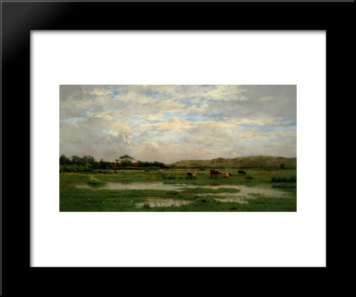 Prairies Inondees Pas De Calais 20x24 Black Modern Wood Framed Art Print Poster by Damoye, Pierre Emmanuel