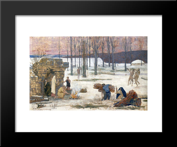 Winter 20x24 Black Modern Wood Framed Art Print Poster by Puvis de Chavannes, Pierre