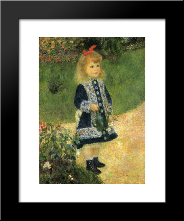 A Girl With A Watering Can 20x24 Black Modern Wood Framed Art Print Poster by Renoir, Pierre Auguste