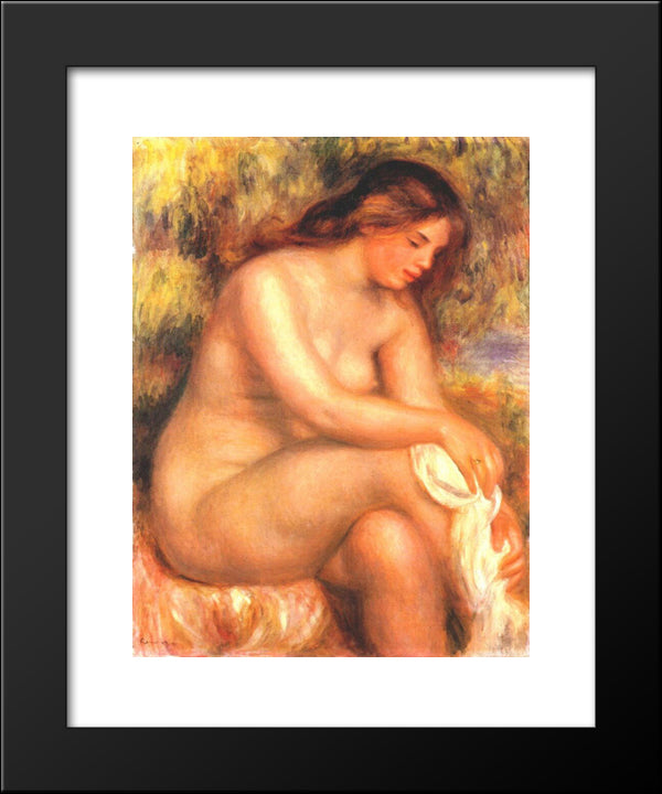 Bather Drying Her Leg 20x24 Black Modern Wood Framed Art Print Poster by Renoir, Pierre Auguste