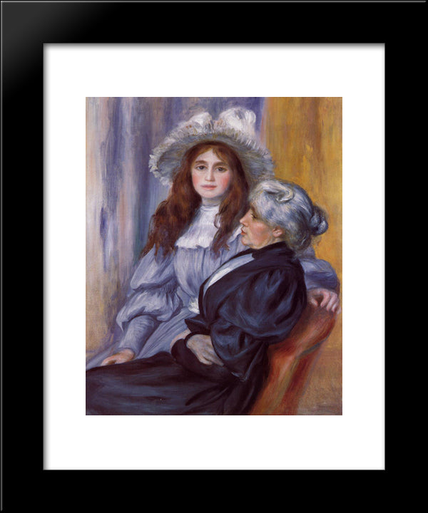 Berthe Morisot And Her Daughter Julie Manet 20x24 Black Modern Wood Framed Art Print Poster by Renoir, Pierre Auguste
