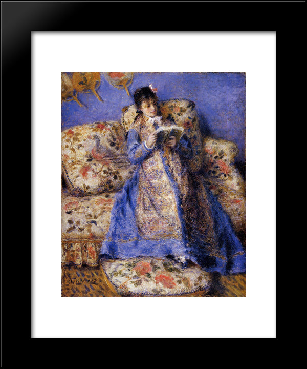 Camille Monet Reading 20x24 Black Modern Wood Framed Art Print Poster by Renoir, Pierre Auguste