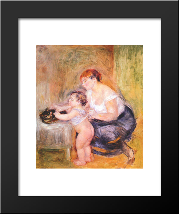 Mother And Child 20x24 Black Modern Wood Framed Art Print Poster by Renoir, Pierre Auguste
