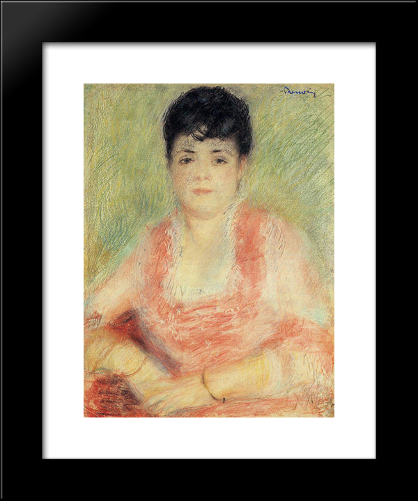 Portrait In A Pink Dress 20x24 Black Modern Wood Framed Art Print Poster by Renoir, Pierre Auguste