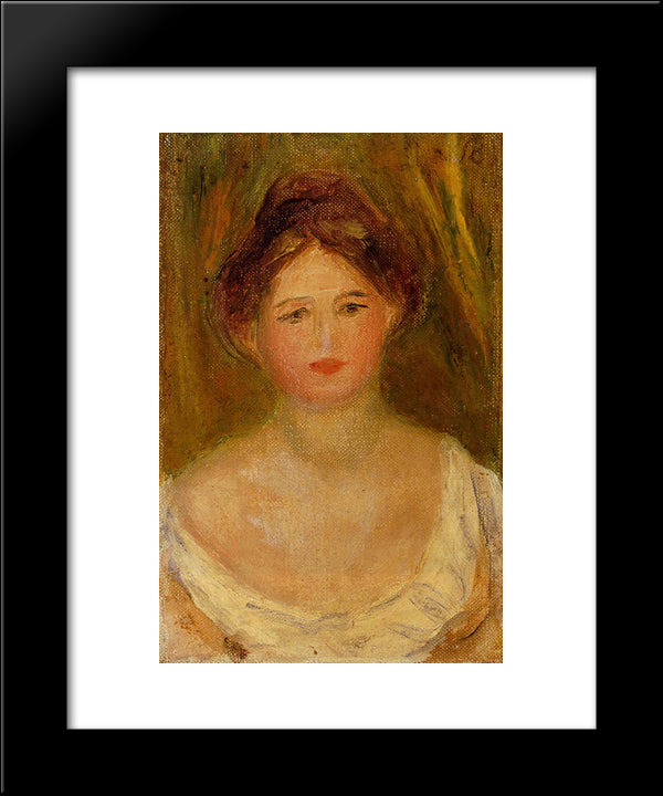 Portrait Of A Woman With Hair Bun 20x24 Black Modern Wood Framed Art Print Poster by Renoir, Pierre Auguste