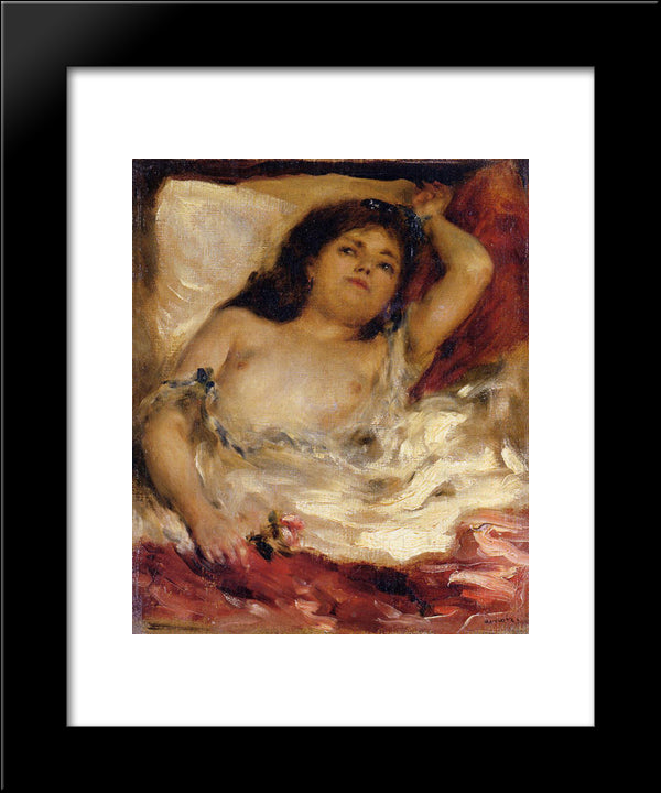 Reclining Semi Nude (Nude Half-Length) 20x24 Black Modern Wood Framed Art Print Poster by Renoir, Pierre Auguste