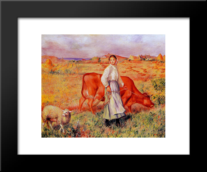 Shepherdess 20x24 Black Modern Wood Framed Art Print Poster by Renoir, Pierre Auguste