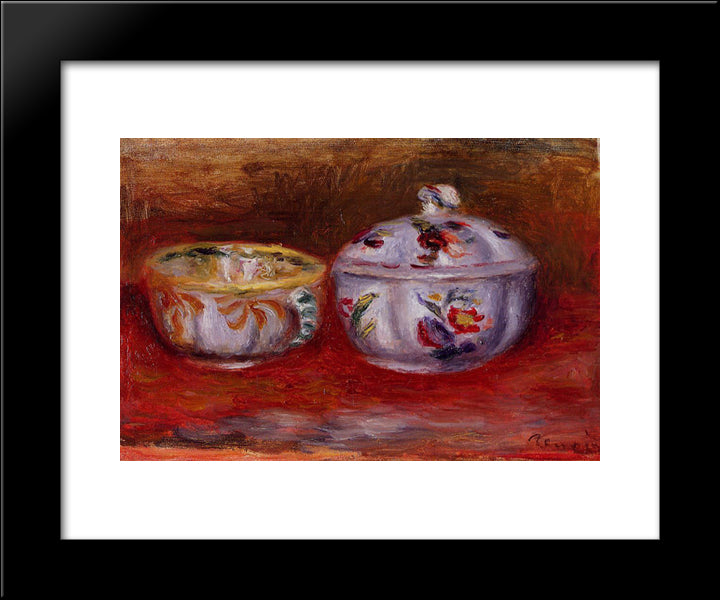 Still Life With Fruit Bowl 20x24 Black Modern Wood Framed Art Print Poster by Renoir, Pierre Auguste