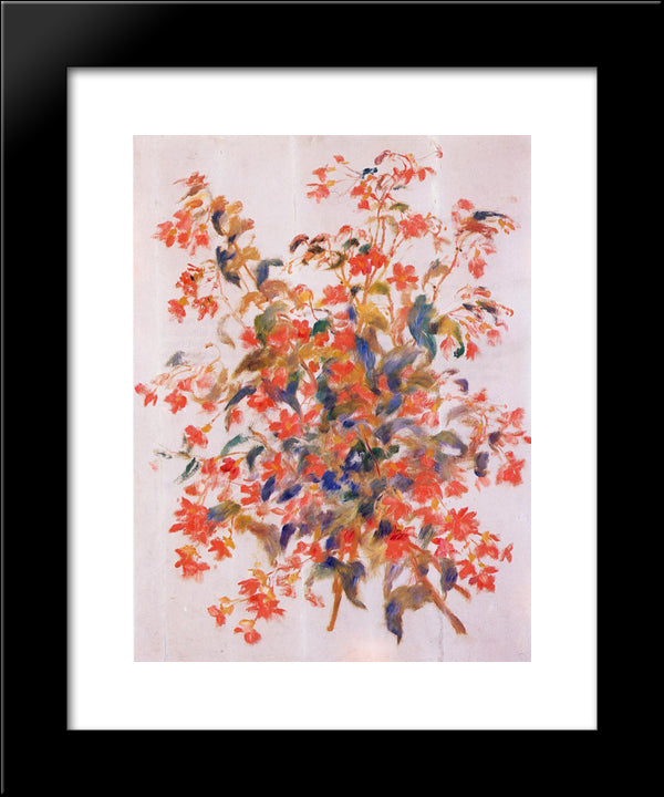 Still Life With Fuscias 20x24 Black Modern Wood Framed Art Print Poster by Renoir, Pierre Auguste