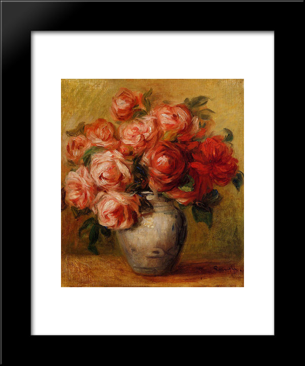 Still Life With Roses 20x24 Black Modern Wood Framed Art Print Poster by Renoir, Pierre Auguste