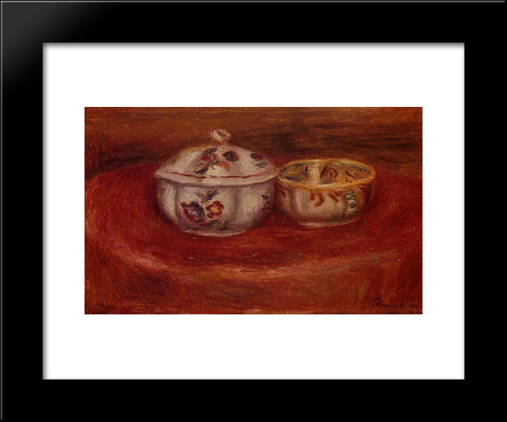 Sugar Bowl And Earthenware Bowl 20x24 Black Modern Wood Framed Art Print Poster by Renoir, Pierre Auguste