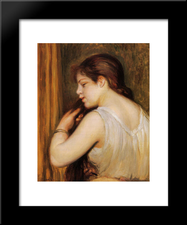 The Coiffure (Young Girl Combing Her Hair) 20x24 Black Modern Wood Framed Art Print Poster by Renoir, Pierre Auguste