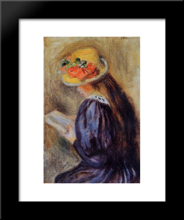 The Little Reader (Little Girl In Blue) 20x24 Black Modern Wood Framed Art Print Poster by Renoir, Pierre Auguste