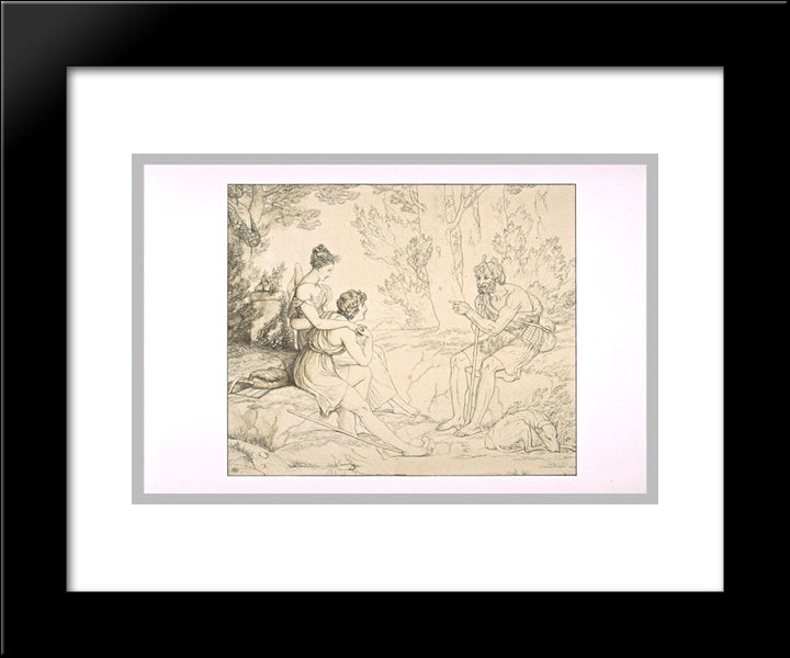Philetus Teacher Daphnis And Chloe 20x24 Black Modern Wood Framed Art Print Poster by Guerin, Pierre Narcisse