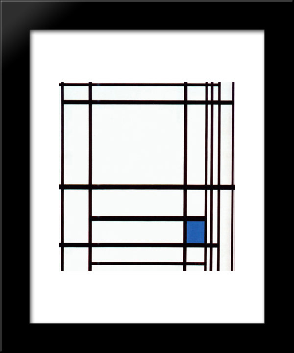 Composition With Blue 20x24 Black Modern Wood Framed Art Print Poster by Mondrian, Piet