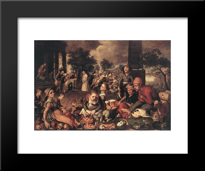 Christ And The Adulteress 20x24 Black Modern Wood Framed Art Print Poster by Aertsen, Pieter