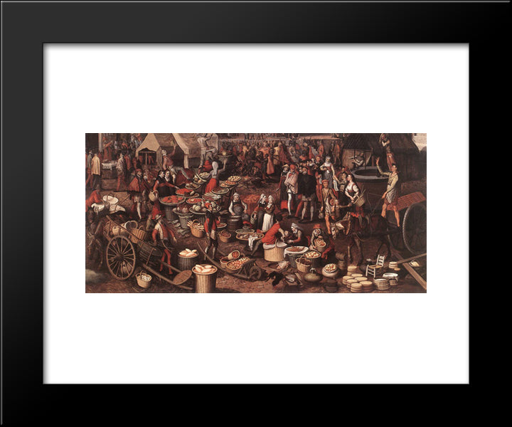 Market Scene 20x24 Black Modern Wood Framed Art Print Poster by Aertsen, Pieter