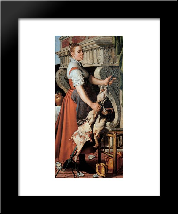 The Cook 20x24 Black Modern Wood Framed Art Print Poster by Aertsen, Pieter