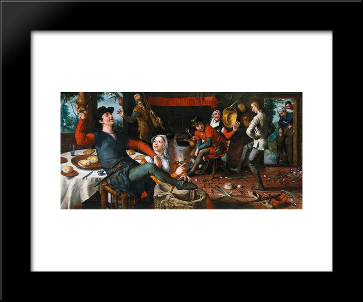 The Egg Dance 20x24 Black Modern Wood Framed Art Print Poster by Aertsen, Pieter