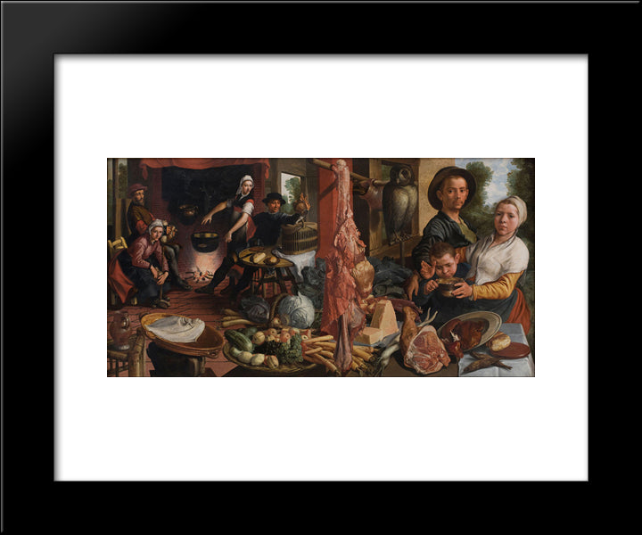 The Fat Kitchen. An Allegory 20x24 Black Modern Wood Framed Art Print Poster by Aertsen, Pieter