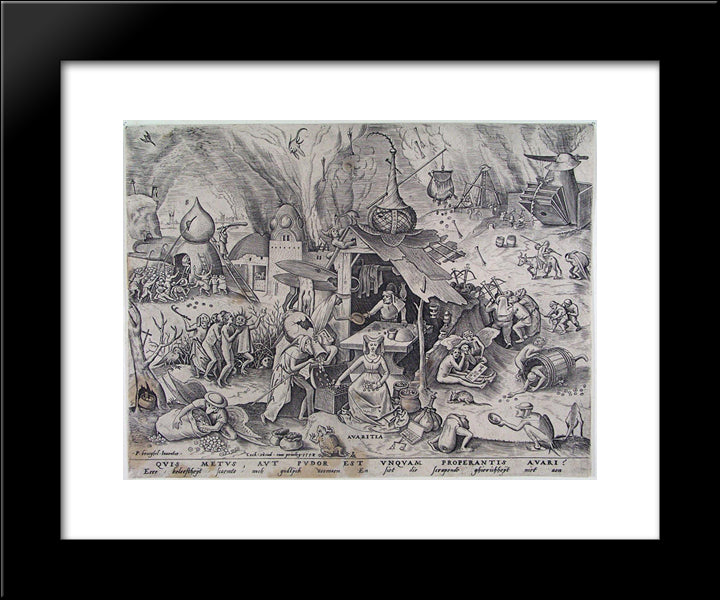 Greed 20x24 Black Modern Wood Framed Art Print Poster by Bruegel the Elder, Pieter