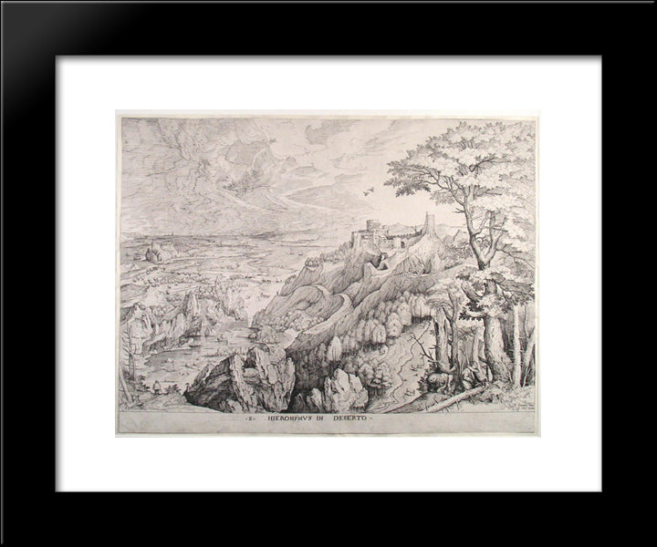Jerome In The Desert 20x24 Black Modern Wood Framed Art Print Poster by Bruegel the Elder, Pieter