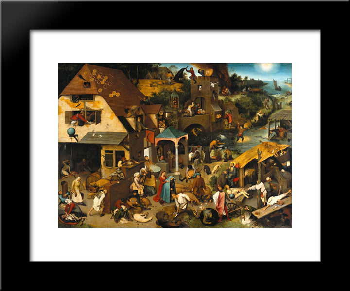Netherlandish Proverbs 20x24 Black Modern Wood Framed Art Print Poster by Bruegel the Elder, Pieter