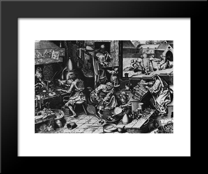 The Alchemist 20x24 Black Modern Wood Framed Art Print Poster by Bruegel the Elder, Pieter