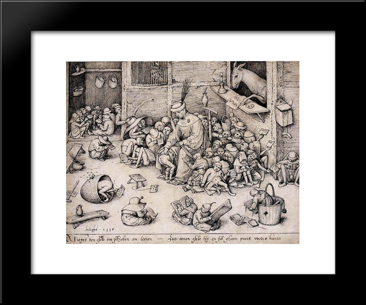 The Ass In The School 20x24 Black Modern Wood Framed Art Print Poster by Bruegel the Elder, Pieter
