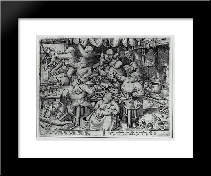 The Fat Kitchen 20x24 Black Modern Wood Framed Art Print Poster by Bruegel the Elder, Pieter