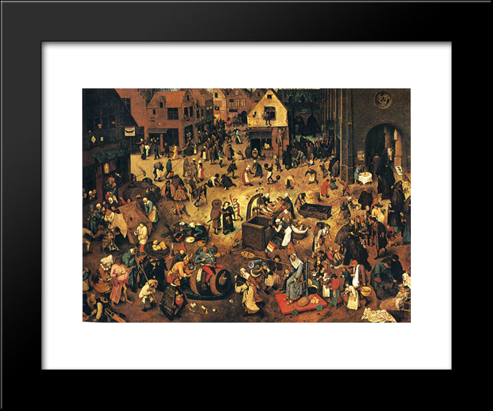 The Fight Between Carnival And Lent 20x24 Black Modern Wood Framed Art Print Poster by Bruegel the Elder, Pieter