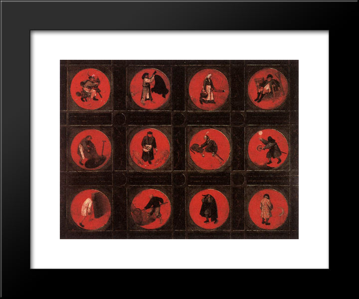 Twelve Proverbs 20x24 Black Modern Wood Framed Art Print Poster by Bruegel the Elder, Pieter